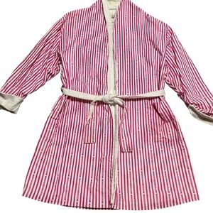 Victoria's Secret Pink Stripe Terry Cloth Robe Bathrobe Loungewear Petite Small